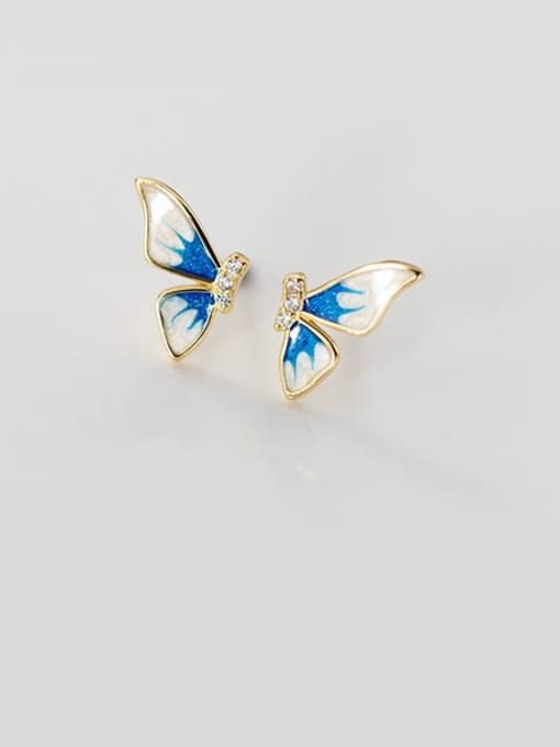 Rosh 925 Sterling Silver Enamel Butterfly Minimalist Stud Earring 0