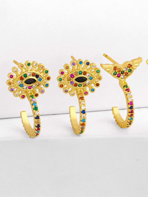 CC Brass Cubic Zirconia Rainbow Vintage Huggie Earring