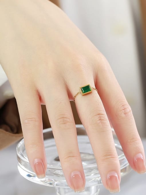 CONG Stainless steel Glass Stone Geometric Minimalist Band Ring 1