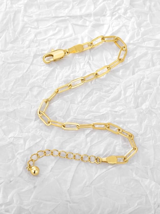CHARME Brass Holllow Geometric Minimalist Link Bracelet 3