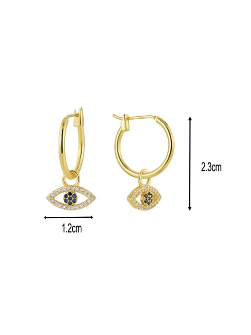 CHARME Brass Cubic Zirconia Evil Eye Minimalist Huggie Earring 2