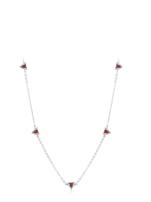 MODN 925 Sterling Silver Cubic Zirconia Heart Minimalist Necklace 3