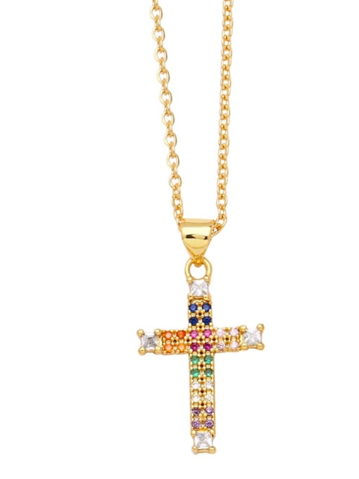 CC Brass Cubic Zirconia Cross Dainty Regligious Necklace 2