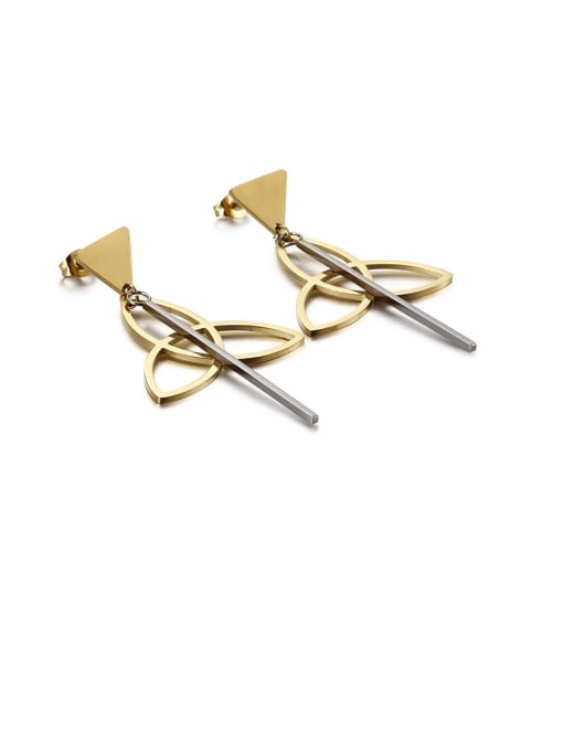 gold black Stainless Steel Hollow Triangle Minimalist Drop Earring