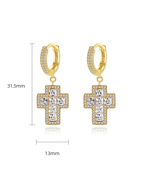 BLING SU Brass Cubic Zirconia Cross Luxury Huggie Earring 4