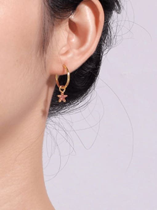 CHARME Brass Cubic Zirconia Pentagram Cute Huggie Earring 1