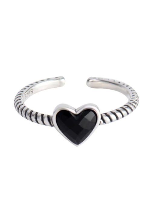 XBOX 925 Sterling Silver Enamel Heart Vintage Band Ring 0