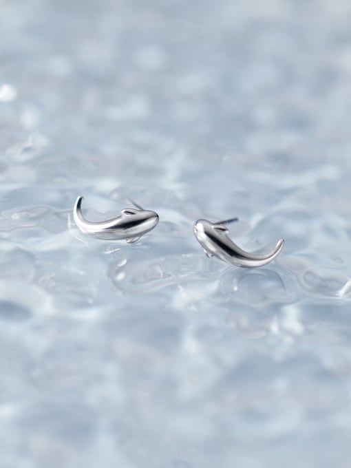 Rosh 925 Sterling Silver Dolphin Minimalist Stud Earring 2