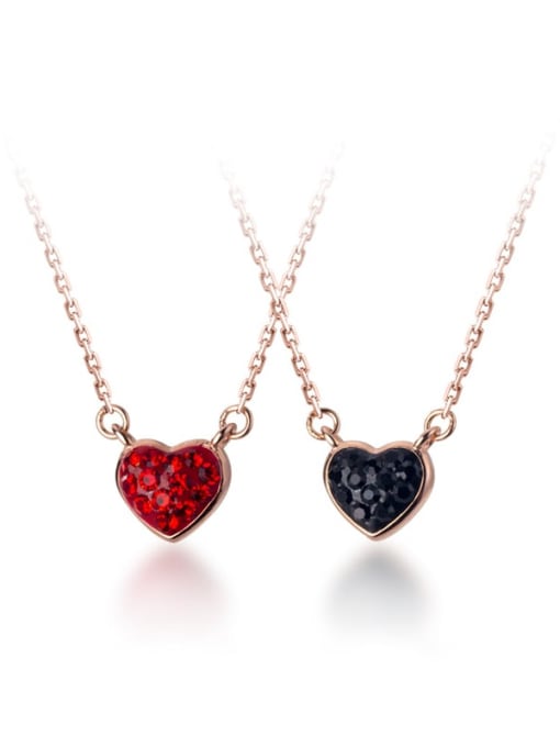 Rosh 925 Sterling Silver Rhinestone black Heart Necklace 3