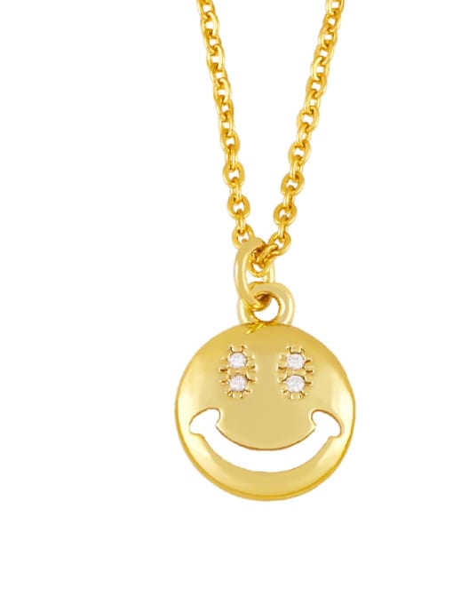 CC Brass Minimalist Hollow Smiley Pendant Necklace 1