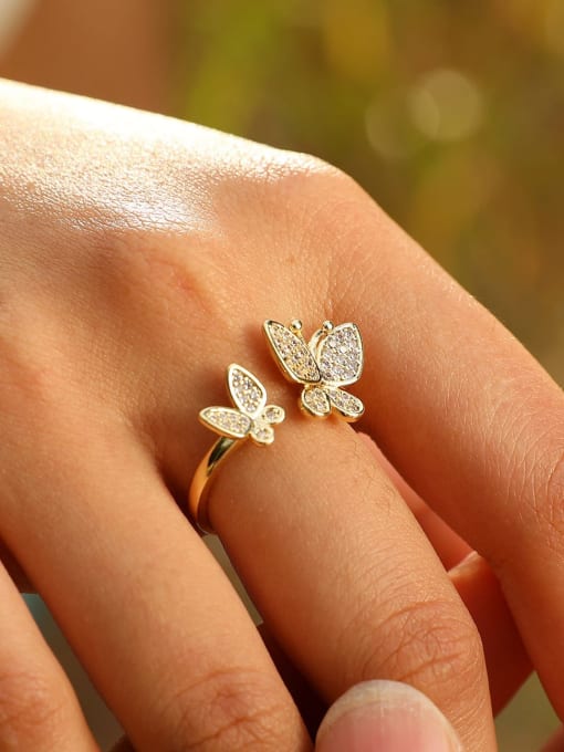 CONG Stainless steel Cubic Zirconia Butterfly Trend Band Ring 1