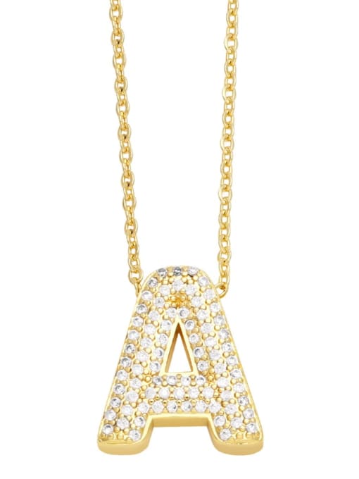 CC Brass Cubic Zirconia Letter Trend Necklace 1