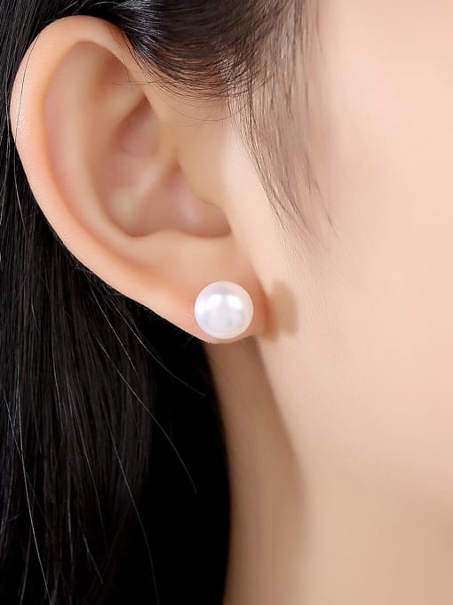 CCUI 925 Sterling Silver Freshwater Pearl Round Minimalist Stud Earring 2