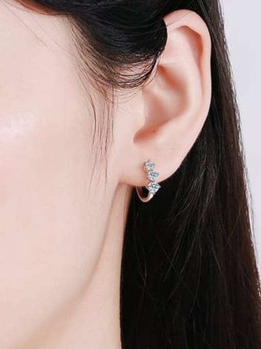 MOISS 925 Sterling Silver Moissanite Geometric Classic Huggie Earring 1