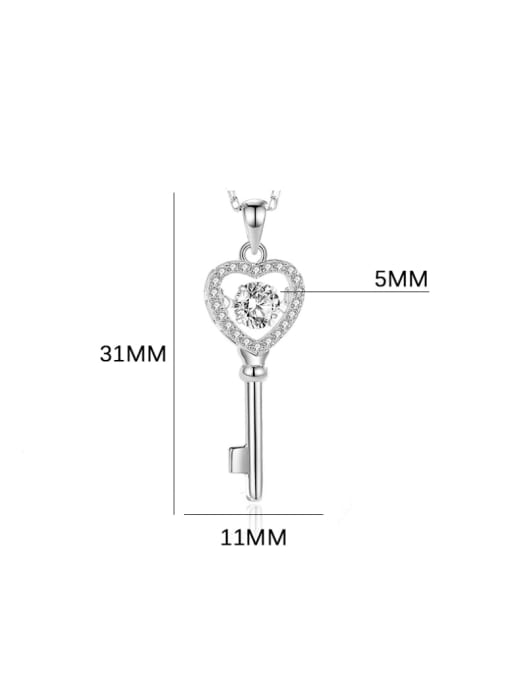 BC-Swarovski Elements 925 Sterling Silver Moissanite Key Dainty Necklace 3