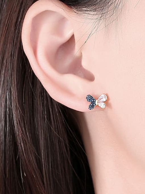 CCUI 925 Sterling Silver Cubic Zirconia Bowknot Dainty Stud Earring 1