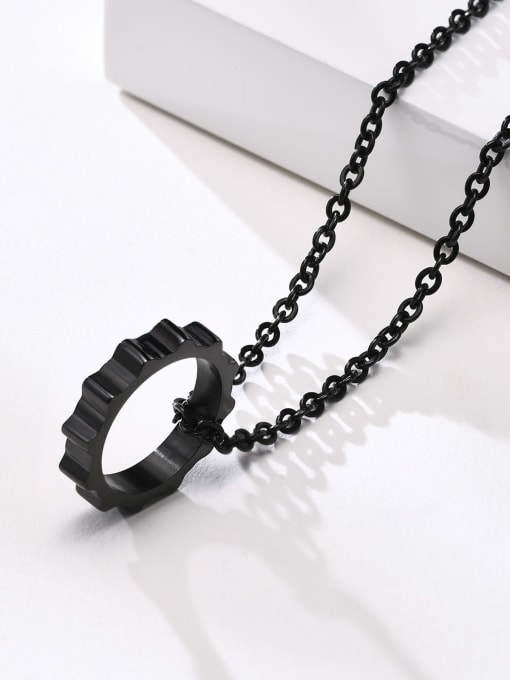 CONG Titanium Steel Hollow Geometric Minimalist Necklace 4
