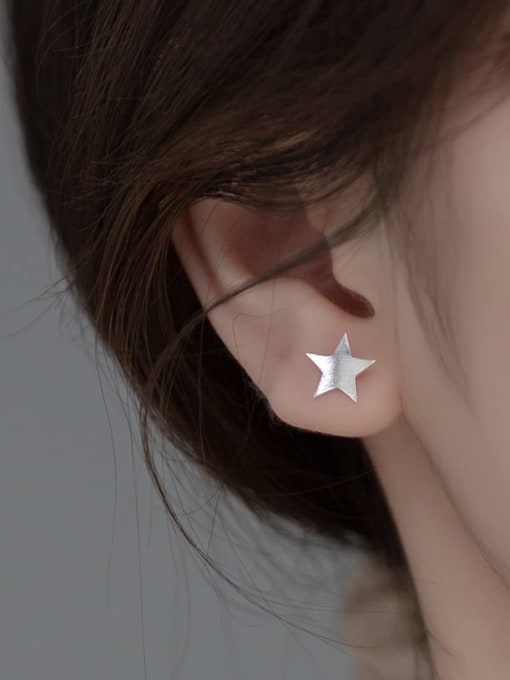 Rosh 925 Sterling Silver Five-Pointed Star Minimalist Stud Earring 1