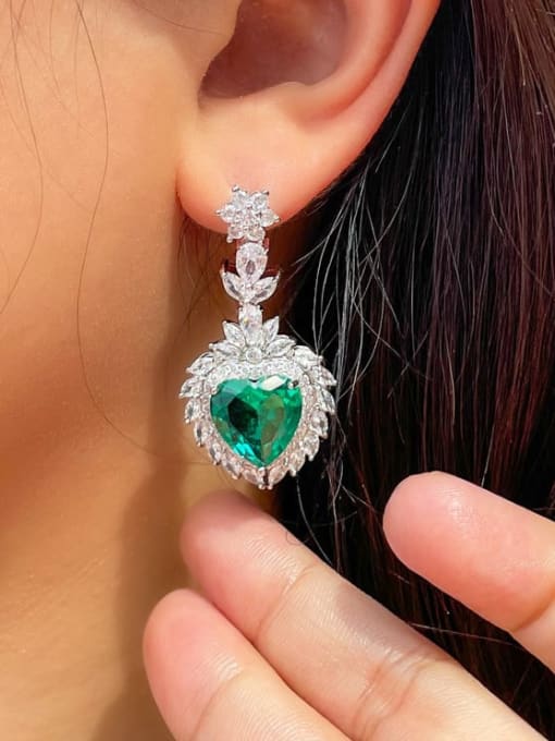L.WIN Brass Cubic Zirconia Heart Luxury Cluster Earring 1
