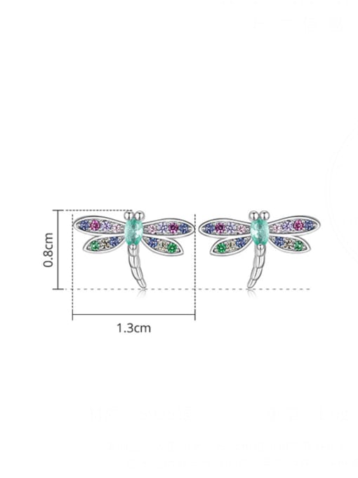 Jare 925 Sterling Silver Cubic Zirconia Dragonfly Cute Stud Earring 2