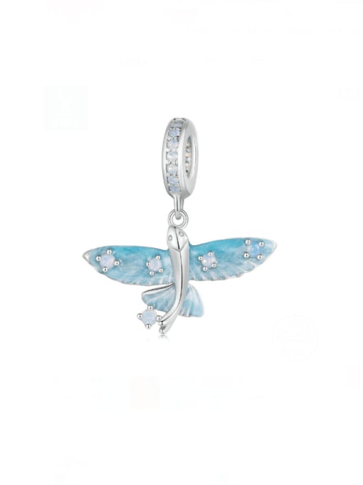 BSC967 925 Sterling Silver Opal Minimalist Butterfly  DIY Pendant