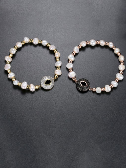 BLING SU Copper Freshwater Pearl Round Minimalist Adjustable Bracelet 0