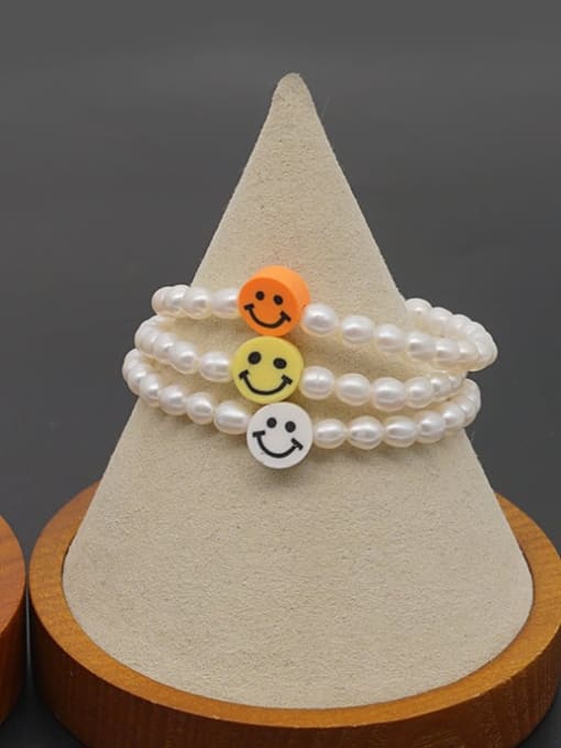 Roxi Freshwater Pearl Multi Color Smiley Minimalist Stretch Bracelet 1