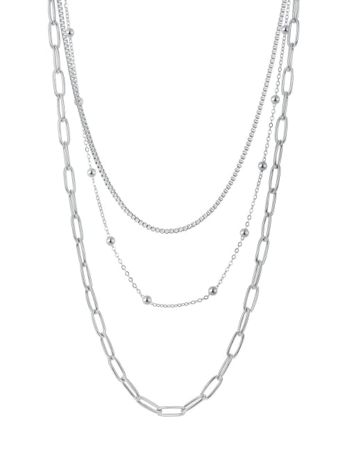 2044 Steel Necklace 4 Titanium Steel Geometric Minimalist Multi Strand Necklace