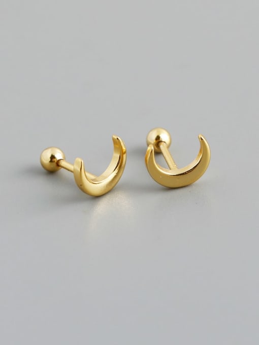 golden 925 Sterling Silver Moon Minimalist Stud Earring