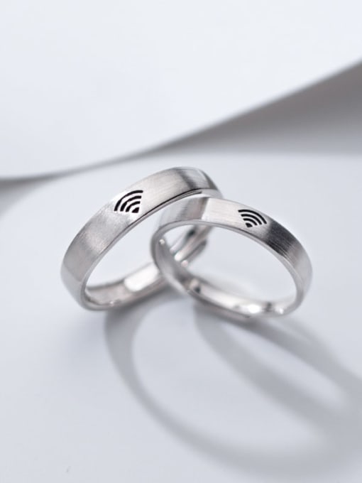 Rosh 925 Sterling Silver Irregular Minimalist WIFI Couple Ring 1