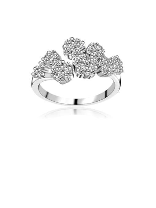 BLING SU Copper Cubic Zirconia Flower Dainty Band Ring
