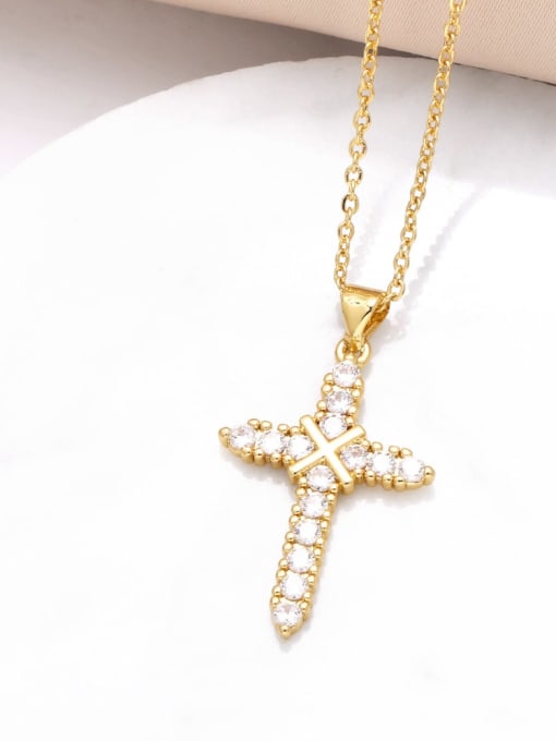 C Brass Cubic Zirconia Pentagram Trend Regligious Necklace