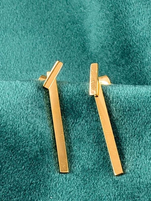 A TEEM Titanium smooth Geometric Minimalist Stud Earring 0