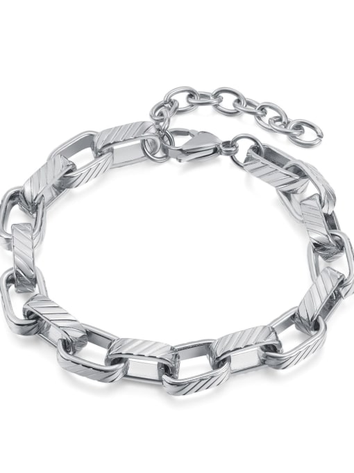 1385 steel bracelet steel color Titanium Steel Geometric Hip Hop Link Bracelet