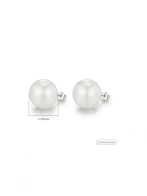 MODN 925 Sterling Silver Imitation Pearl Geometric Minimalist Stud Earring 3
