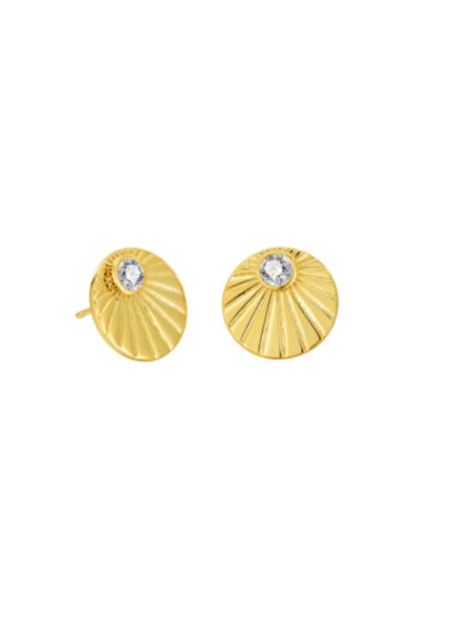 18K Yellow Lotus Leaf Set 925 Sterling Silver Rhinestone Geometric Minimalist Stud Earring
