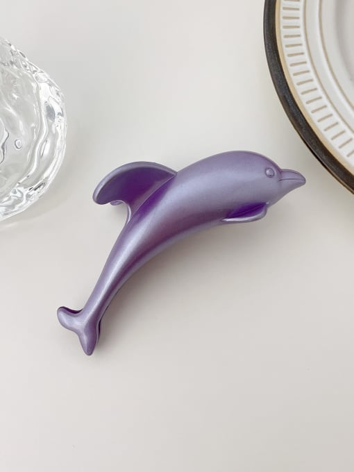 Purple 11cm Alloy Resin Minimalist Dolphin  Jaw Hair Claw