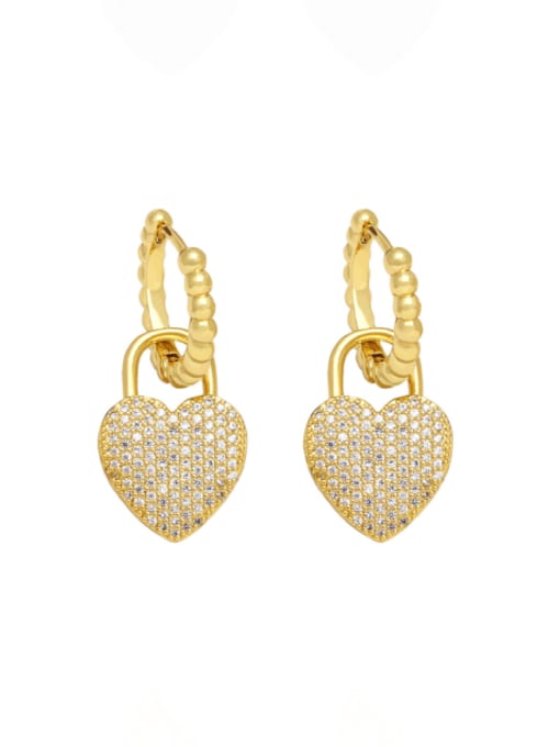 white Brass Cubic Zirconia Heart Minimalist Huggie Earring