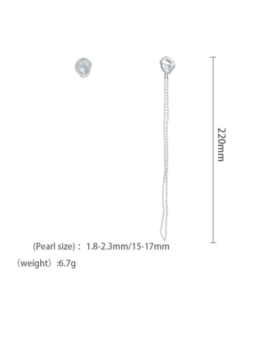RAIN Brass Freshwater Pearl Asymmetry Tassel Minimalist Drop Earring 3