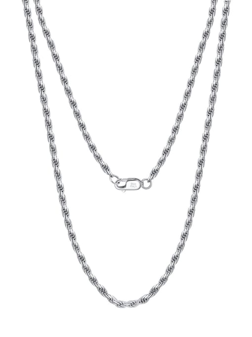Platinum,1.5mm  Twists chain length 50cm 925 Sterling Silver Hollow  Cross Minimalist Necklace