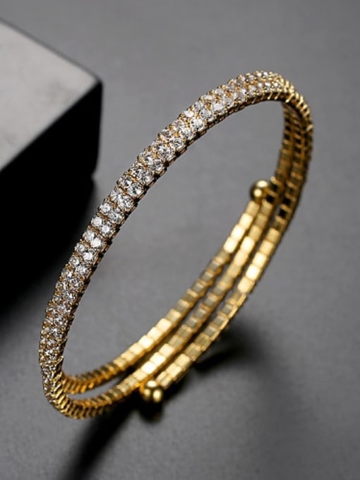 White zirconium plating 18K t14f17 Copper Cubic Zirconia Multi Color Round Luxury Bracelet