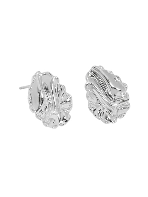 Platinum 925 Sterling Silver Geometric Vintage Stud Earring