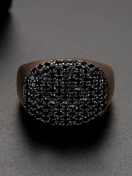 Black zirconium Copper Rhinestone Geometric Minimalist  Free Size Band Ring