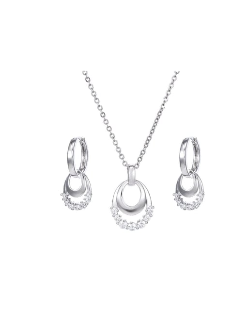 XP Alloy Cubic Zirconia Dainty Water Drop Earring and Necklace Set 0