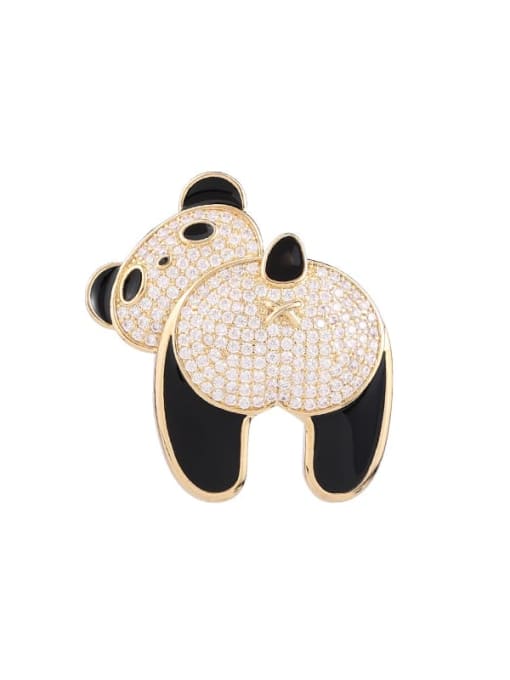 Luxu Brass Cubic Zirconia Panda Trend Brooch