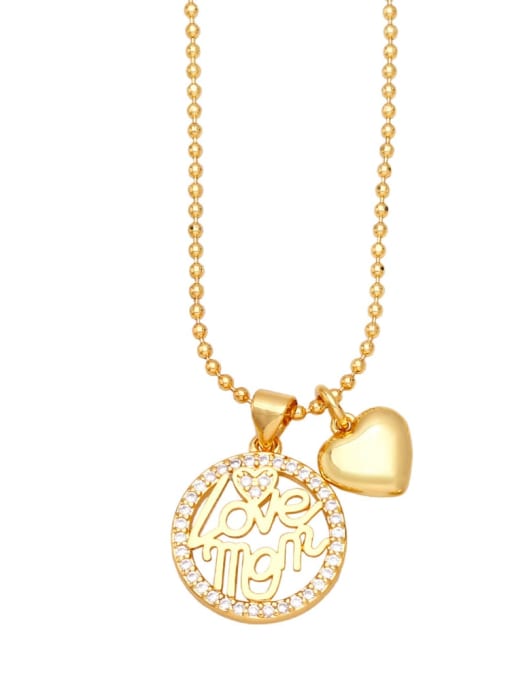 B Brass Cubic Zirconia Letter Vintage Heart Pendant Necklace