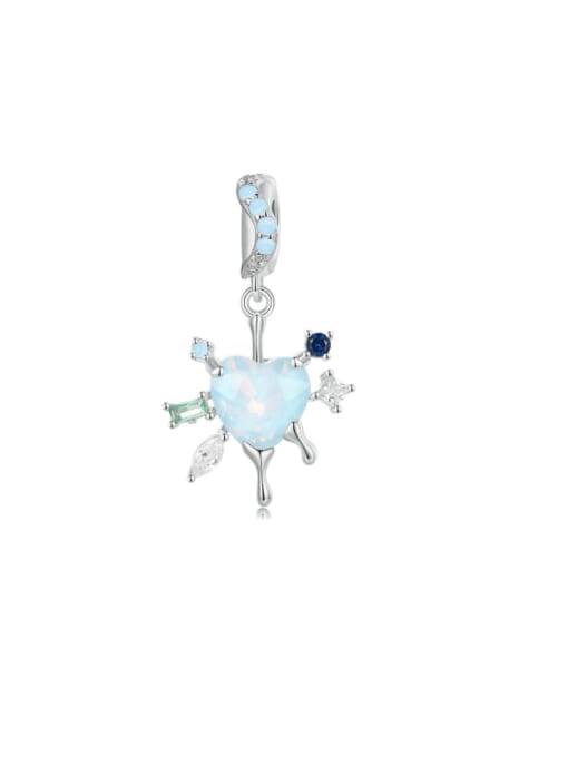 BSC933 925 Sterling Silver Cubic Zirconia Dainty  Heart Snowflake DIY Pendant