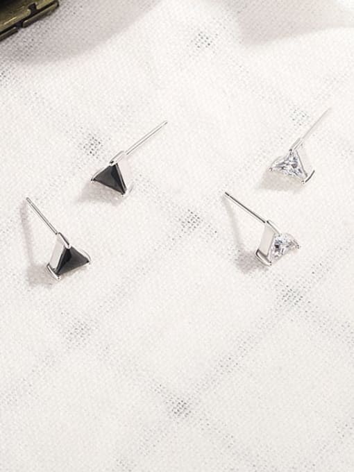 HAHN 925 Sterling Silver Cubic Zirconia Triangle Minimalist Stud Earring 3