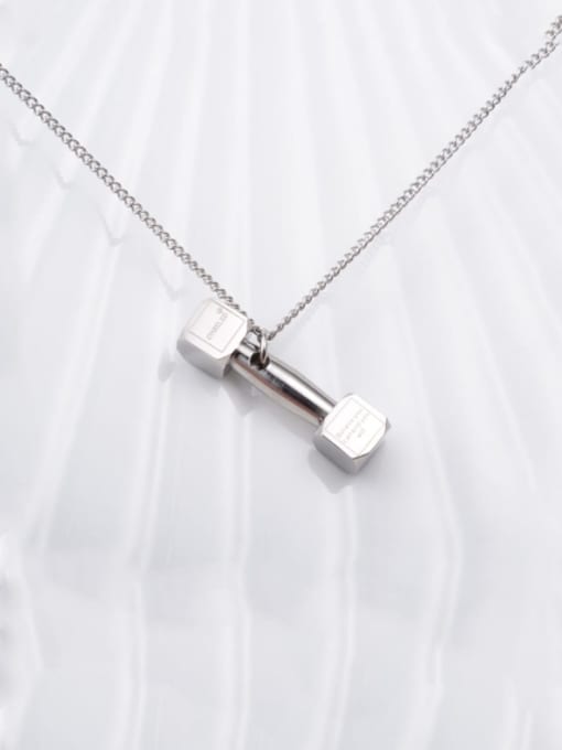 A TEEM Titanium Smooth Fashion Dumbbell Necklace 1
