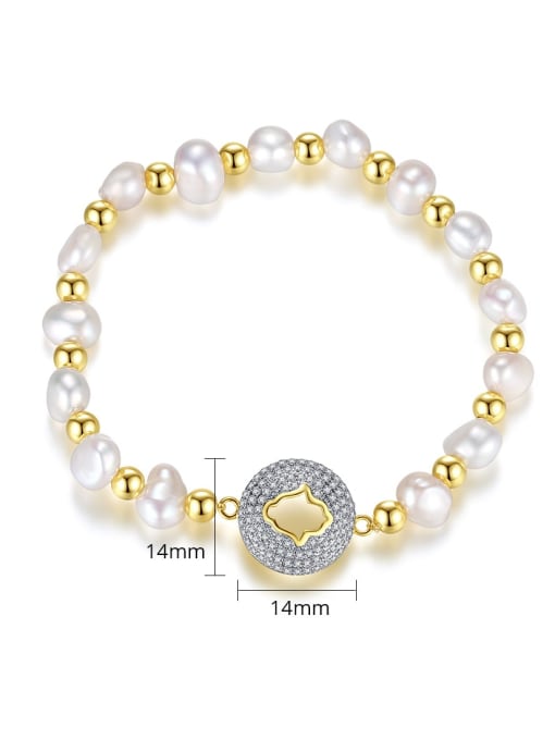 BLING SU Copper Freshwater Pearl Round Minimalist Adjustable Bracelet 2